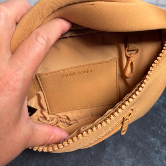 Dagne Dover Camel Tan Neoprene Belt Bag Neutral Adjustable Strap - Picture 3 of 6